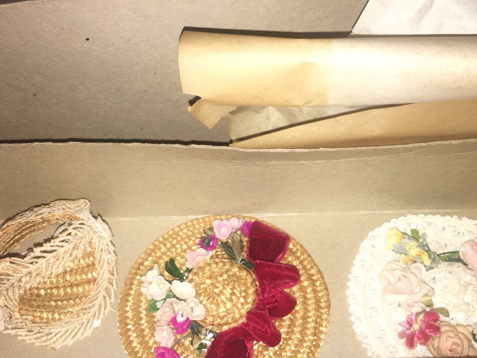 Vintage doll hats 3 inch wide