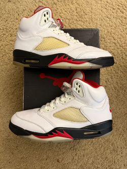 Size 9.5 (Pre owned, comes with original box) - 2020 Air Jordan 5 retro fire red silver