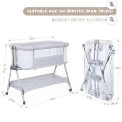 ANGELBLISS Flat Bedside Bassinet with Storage Basket