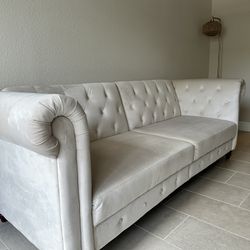 Sofa Sleeper in Ivory Velvet