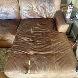Old leather couch. Need sewing- can supply materials