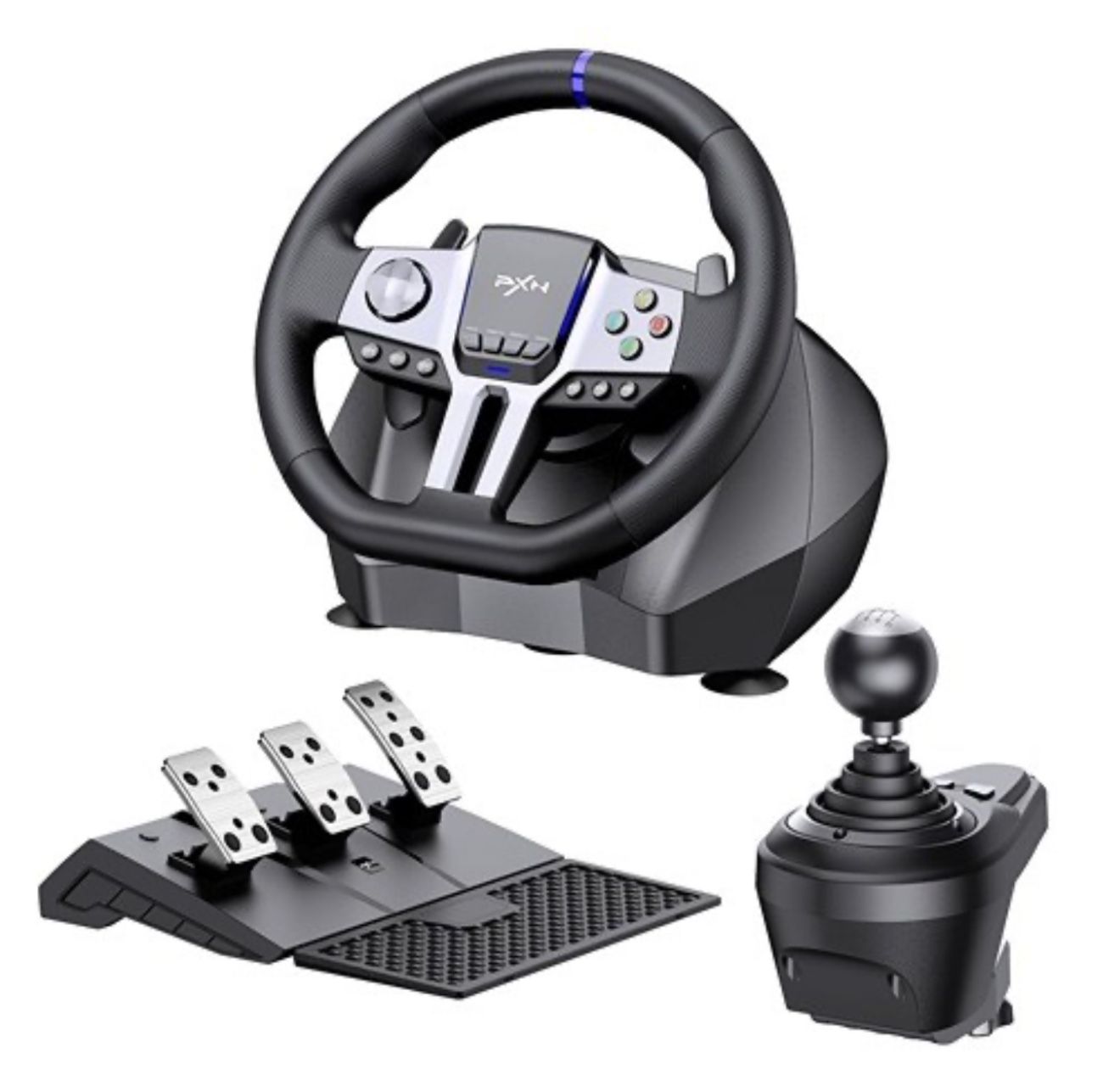 Volante para PC PXN, V9 GEN2, simulador de coche universal USB, volante de carreras de 270/900 grados con 3 pedales y palanca de cambios, paquete para