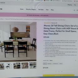 Iporis 35” tall dining chairs set of 6