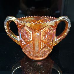 Antique Imperial Marigold Star & File Carnival Glass Celery Vase