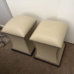 Global Views Leather Ottoman With Storage Box Made In India Vintage 