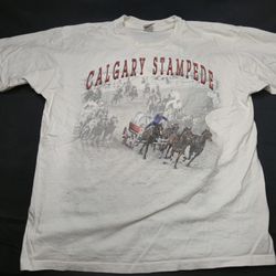 VINTAGE 90's Calgary Stampede Horse Racing T-Shirt Size XL