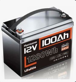 Humsienk 12V 100Ah Lithium Battery LiFePO4 Deep Cycle 100A BMS Solar Boat 2 PACK