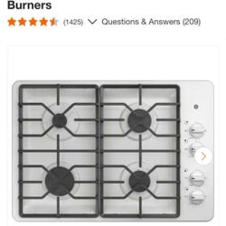 30 in. Gas Cooktop in White with 4-Burners including Power Burners.