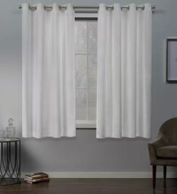Grommet Top Curtains Set of 2 Light Filtering 54 in. W x 63 in. L Velvet Winter White Solid