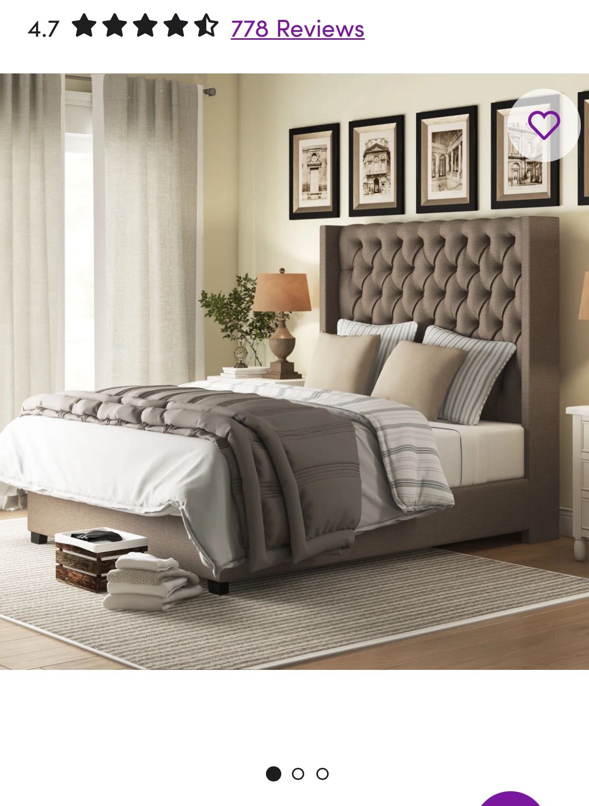 Upholstered Tufted Wingback King Bed