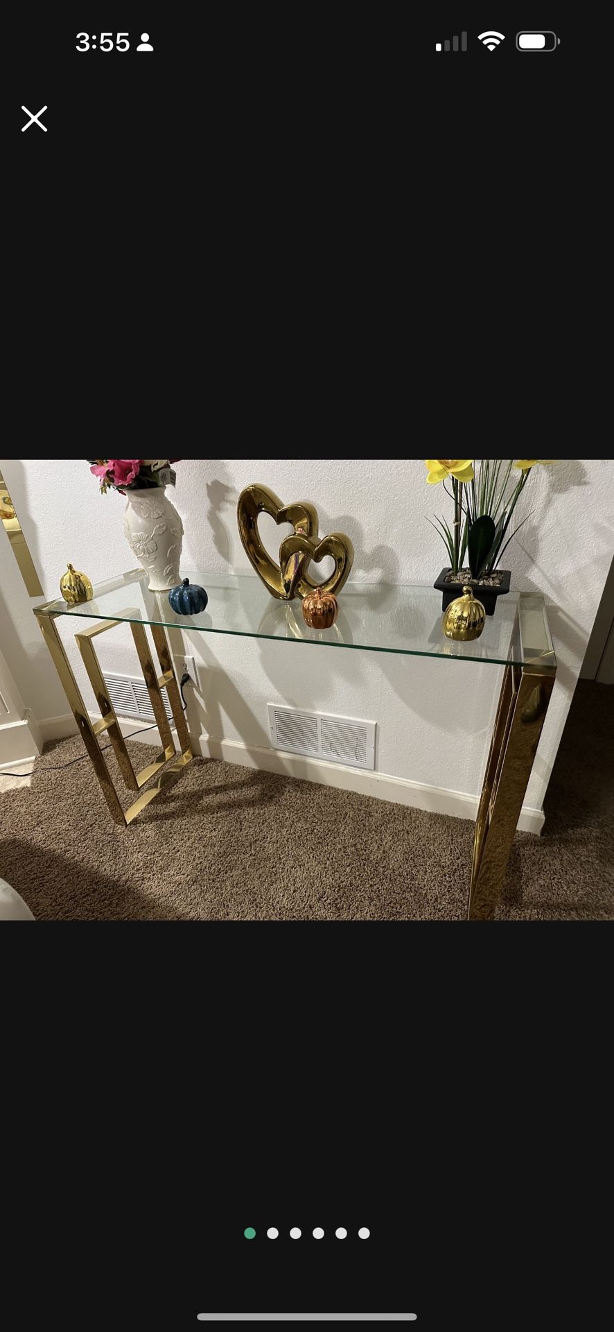 Gold Console Table.