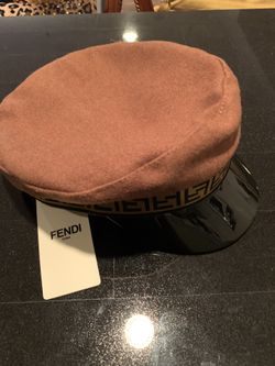 Fendi Cashmere Patent Brim Hat 