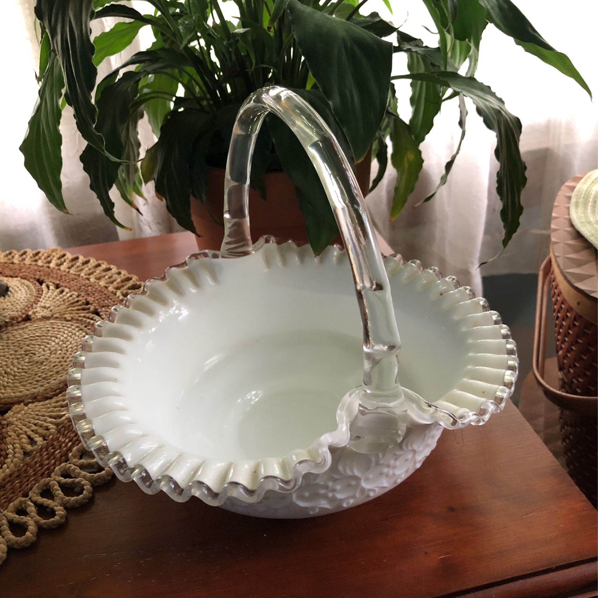 Beautiful Fenton  Silvercrest , Spanish Lace Candy Basket 