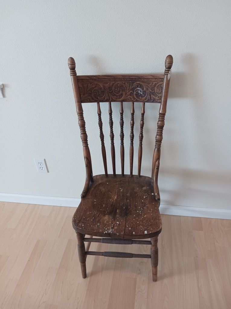 Antique Carved Pressback Chair