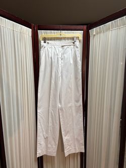 White High-Waist Pleated Trousers