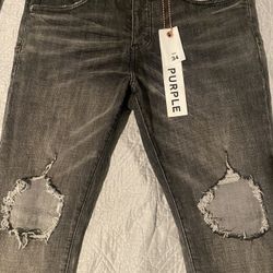 Purple Jeans P002 Grey Dirty Blowout Size 34 