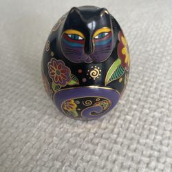 1996 Laurel Burch Porcelain Cat Figurine FLOWERING FELINE 2.7" tall x 1.8" x 1.9