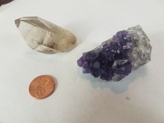 Quartz and amethyst crystals