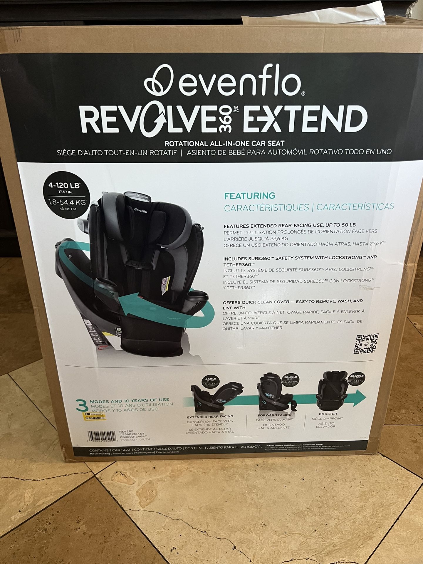 Evenflo Revolve 360 Extend All-in-One Rotating Convertible Car Seat - Revere Gray