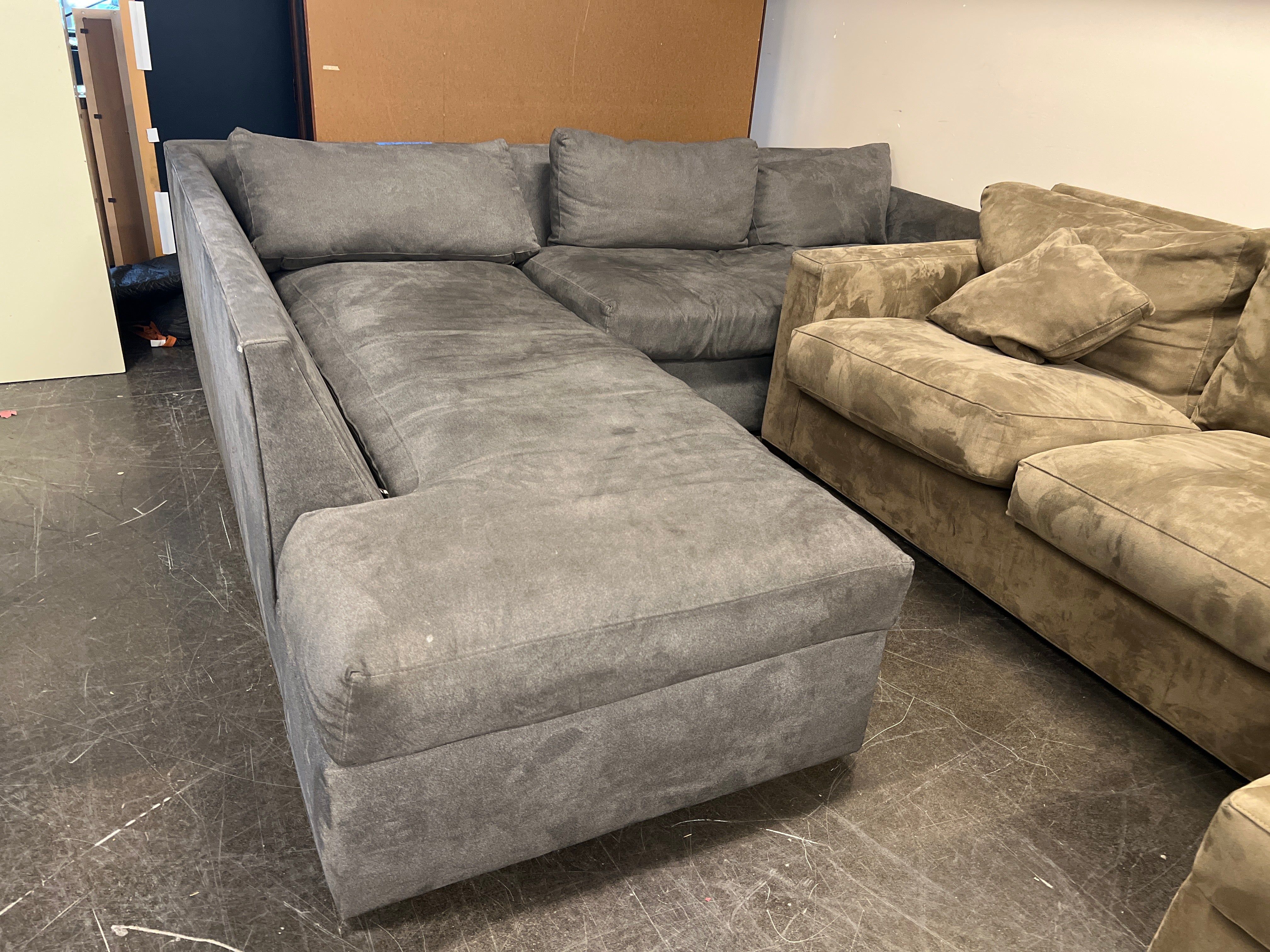 Spacious Dark Grey Fabric Sectional Sofa with Chaise