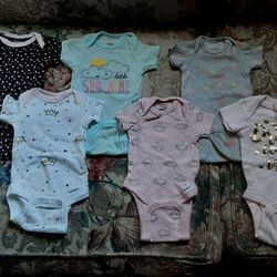 Set Of 6 Preemie Baby Girl Onesies