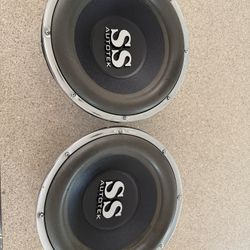 Old school Car Subwoofers 2 12 inch Autotek Super Sport Series SS 500w Max Peak Power Single Voice Coil 4 Ohm with Vented ported Box 