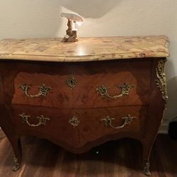 Vintage French Marble-Top Bombe Chest – Louis XV Style