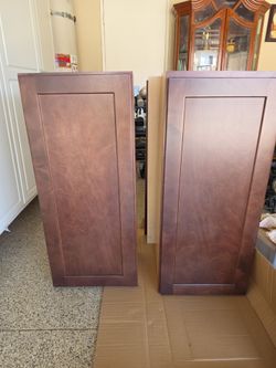 Java Espresso Kitchen Wall Cabinets 18x42x12 with End Panels