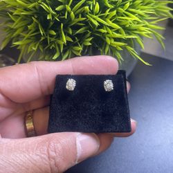 Stunning Womens White Gold  Over Sterling Silver 0.1 CTW Diamond Designer Earrings