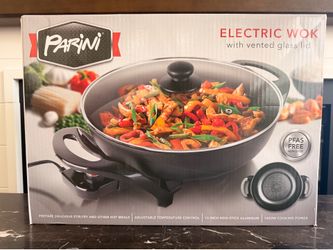 Electric Wok with Glass Lid