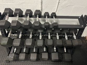Dumbbells and rack, black  Hex