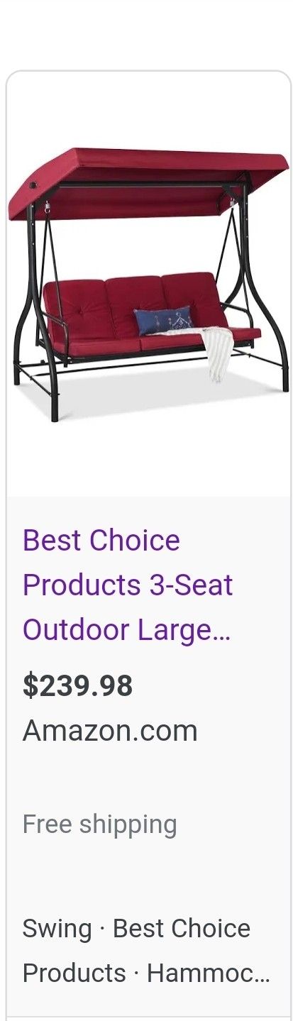 BCP 3person patio yard swing steel frame new in box $120 FIRM AS IS see all pics & description Parma pu