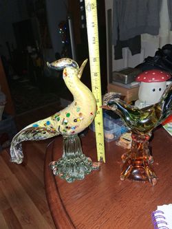 Mid Century Murano Blown Glass Large Birds