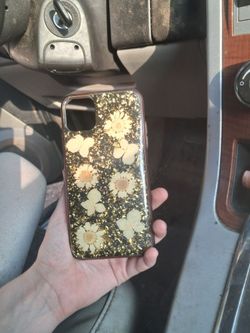 Pressed Flower Gold Glitter Phone Case