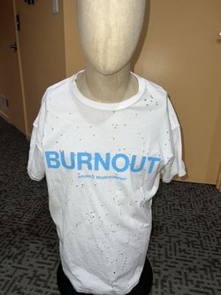 Purple Brand “BURNOUT” size S distressed tee holes all over 