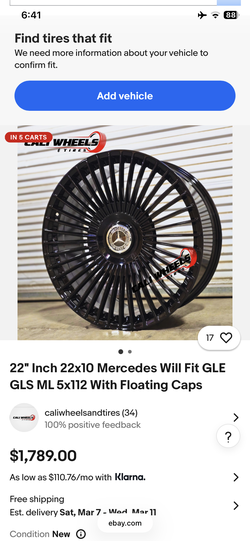 mercedes-Benz 22 inch rims 1700 each