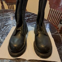 Military/Police Black Leather Boots Addison Sz 3 1/2 Regular Steel Toe Safety