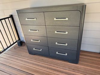 Dark Gray Dresser – 8 Drawers, Solid & Heavy