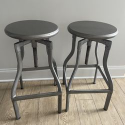 Crate & Barrel Turner Gunmetal Backless Adjustable Counter Stools