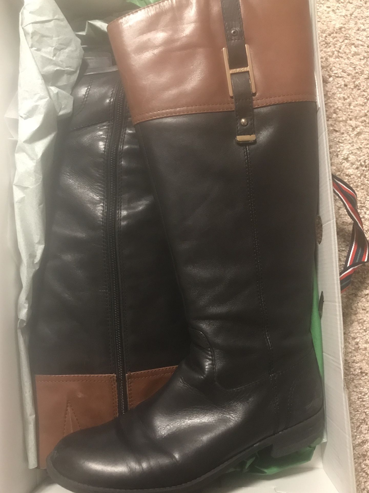 Tommy Hilfiger two tone riding boots