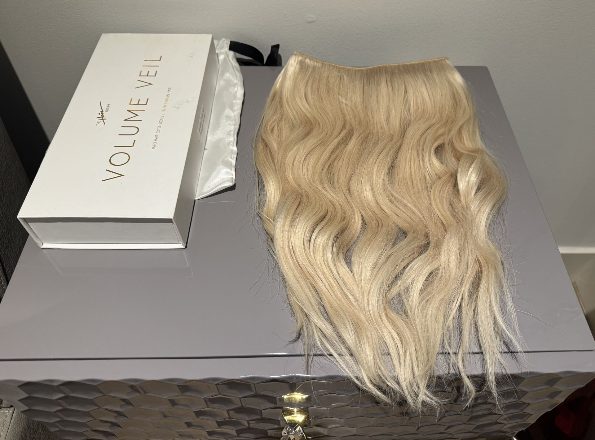 Platinum Blonde (60) Volume Veil Halo Hair Extensions/ Remy...