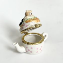 Ceramic Teapot Bear Cub Mini Trinket Jewerly Box