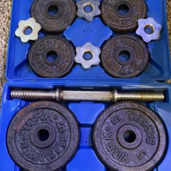 York 40 lb. adjustable cast iron dumbbell set