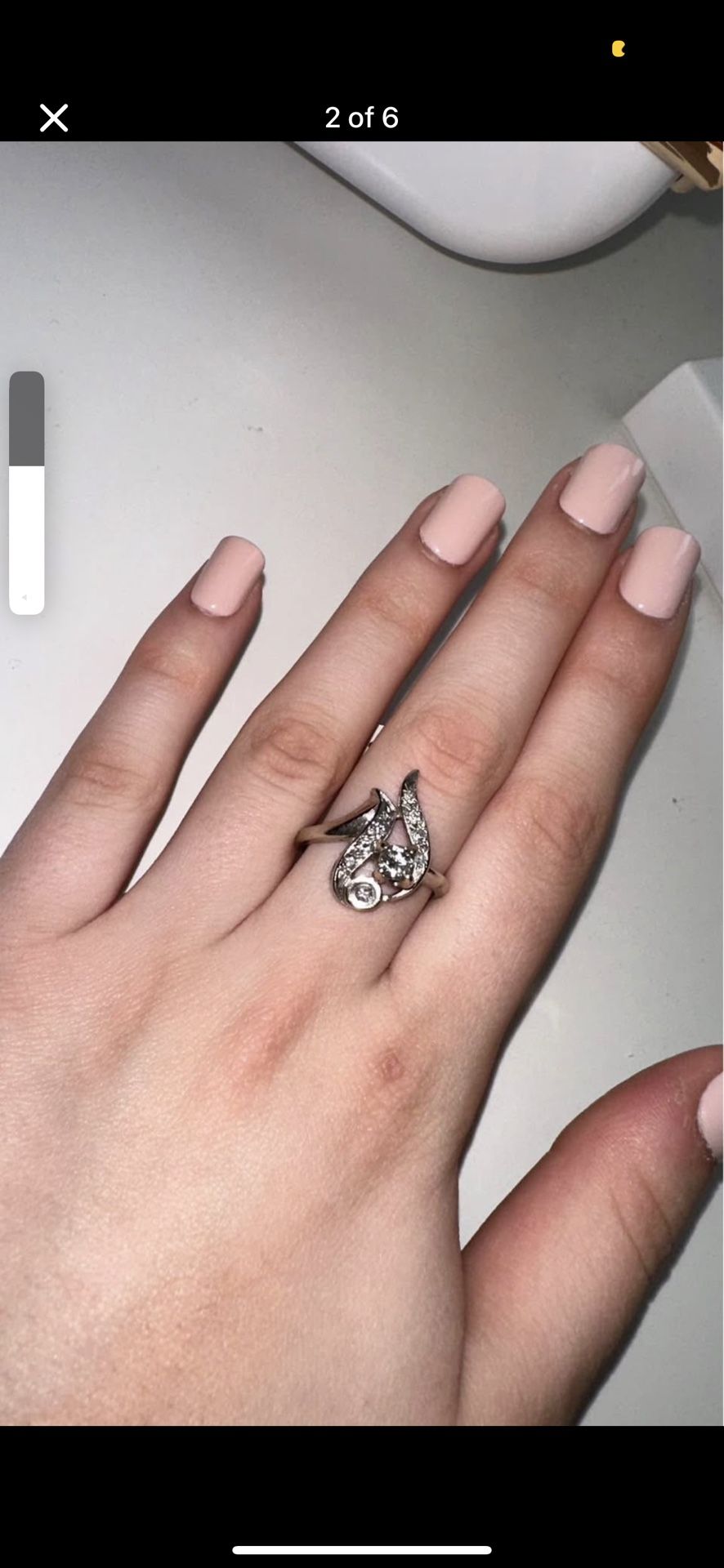Vintage Mid Century Toi Et Moi 14K White Gold Diamond Engagement/ Fashion Ring