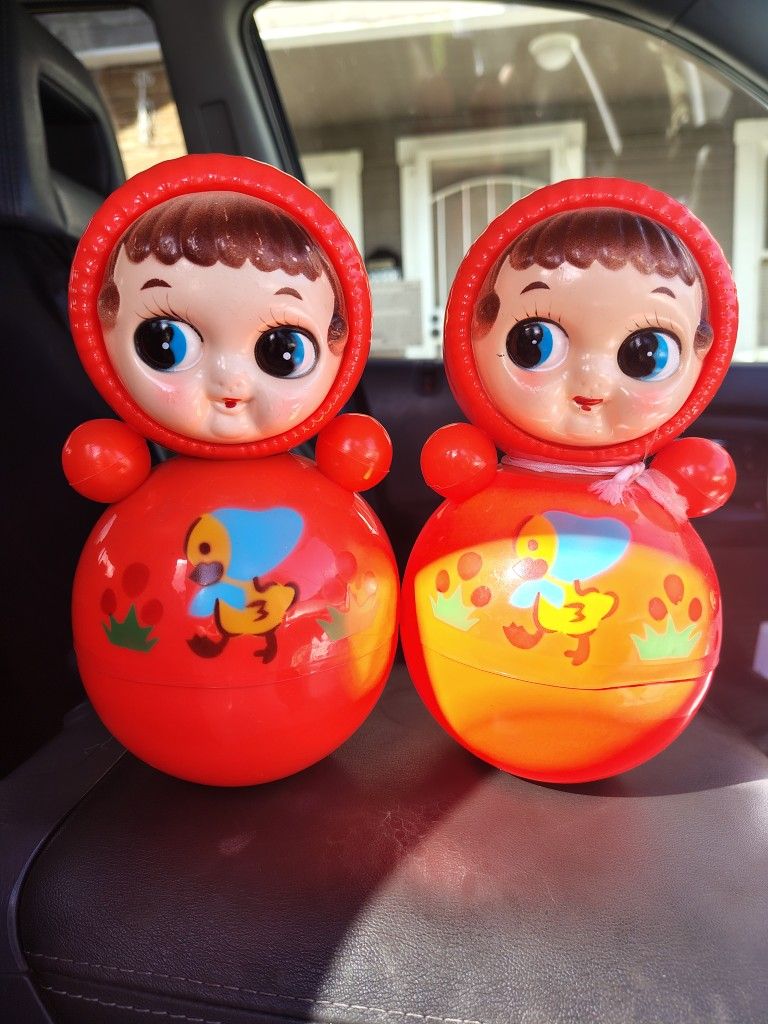 RARE Vintage Japanese Market Celluloid Okiagari Koboshi Roly Poly Toy Japan