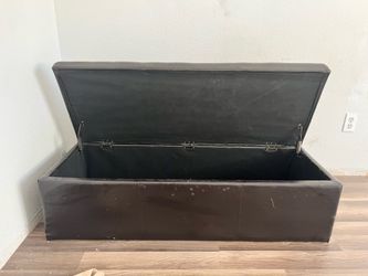 Brown leather storage ottoman bench