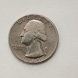 1965  Quarter  No Mint  Mark Liberty Up Rim