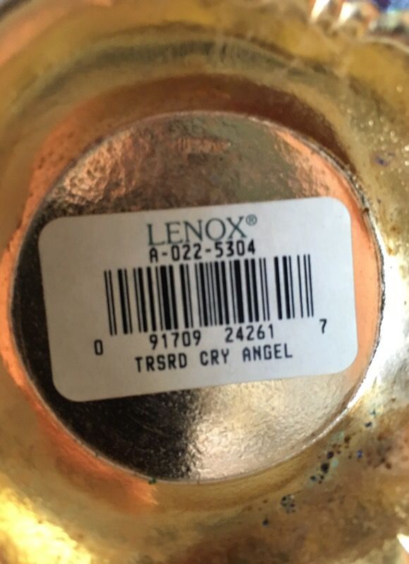 Lennox Treasured Crystal Angel Egg Christmas Gold Tone