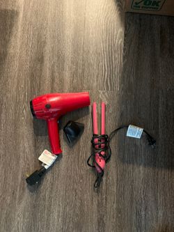 Hair dryer and flat iron set