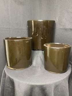 Shiny Black Ceramic Cylinder Pots-Small Garden Pots ($45 set of 3)